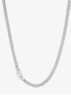 Melinda Maria Julian Pavé Lock Necklace 5mm Silver + White Diamondettes